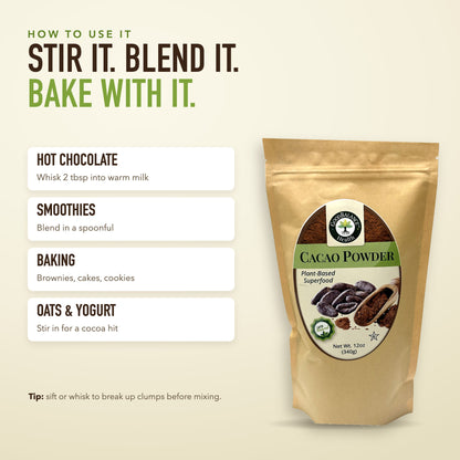 How to use: hot chocolate, smoothies, baking, oats and yogurt
