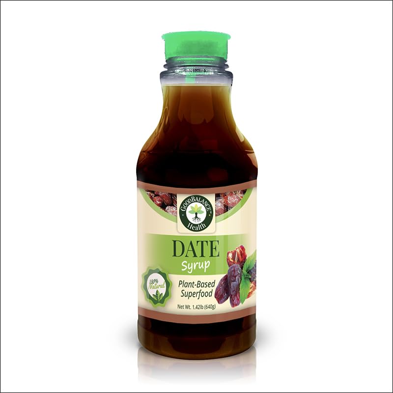 Good Balance Health Organic Date Syrup Sweetener, Natural Sugar Alternative for Coffee, Tea, Baking and Cooking, Vegan Paleo Gluten Free, Kosher, 22.5 oz Squeeze Bottle