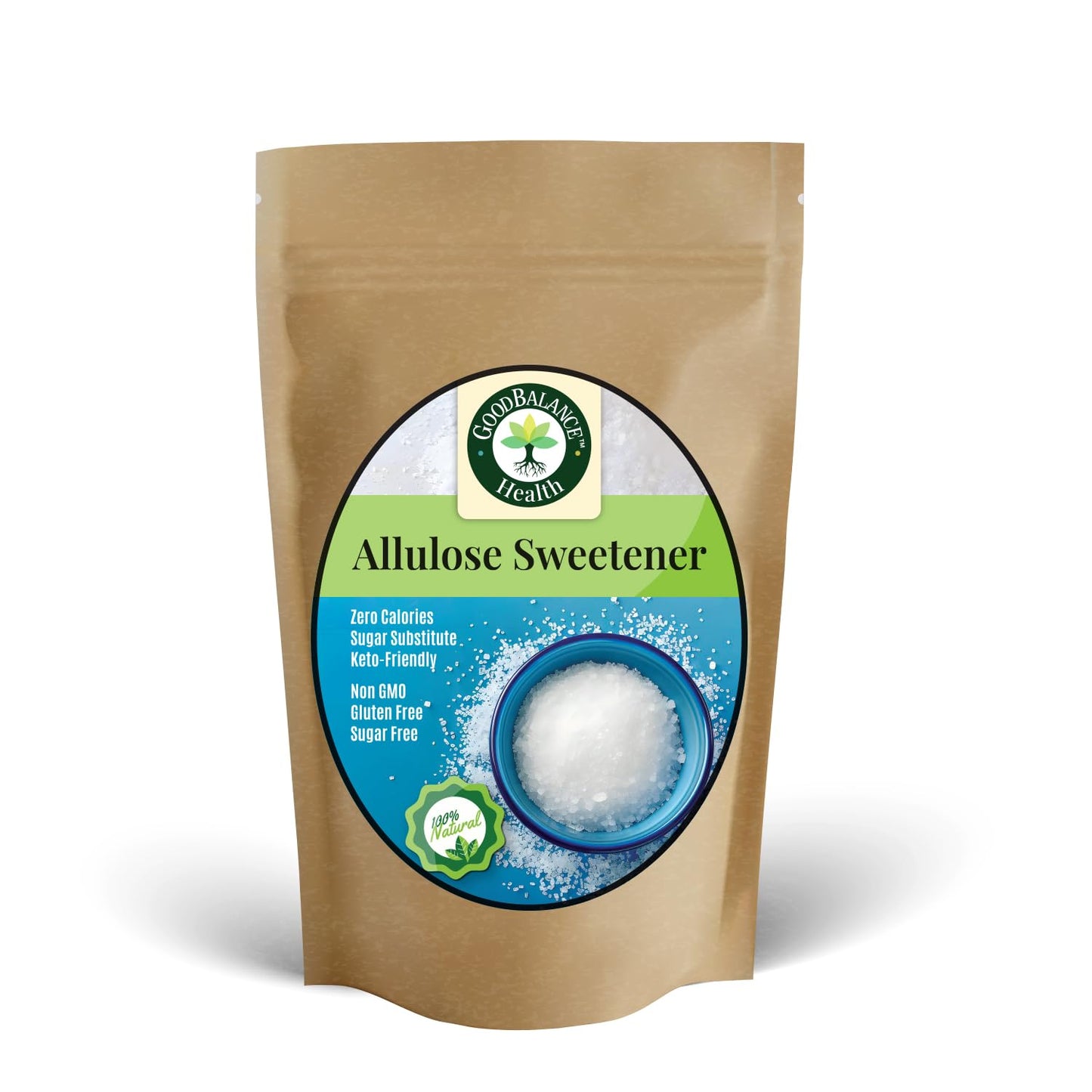 Good Balance Health  Premium 100% Pure Allulose Natural Sweetener | Zero Calories  Low-Glycemic  1:1 Sugar Substitute for Baking, Coffee & Keto  2lb Resealable Bag