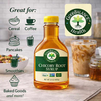 Good Balance Health Chicory Root Syrup, All Natural and Organic, Low Glycemic Sweetener, Sugar Substitute,sugar free syrup, Non GMO, Gluten Free, Keto Sugar, Vegan Friendly, Baking, chicory root organic, 21 Ounces (600 Grams)