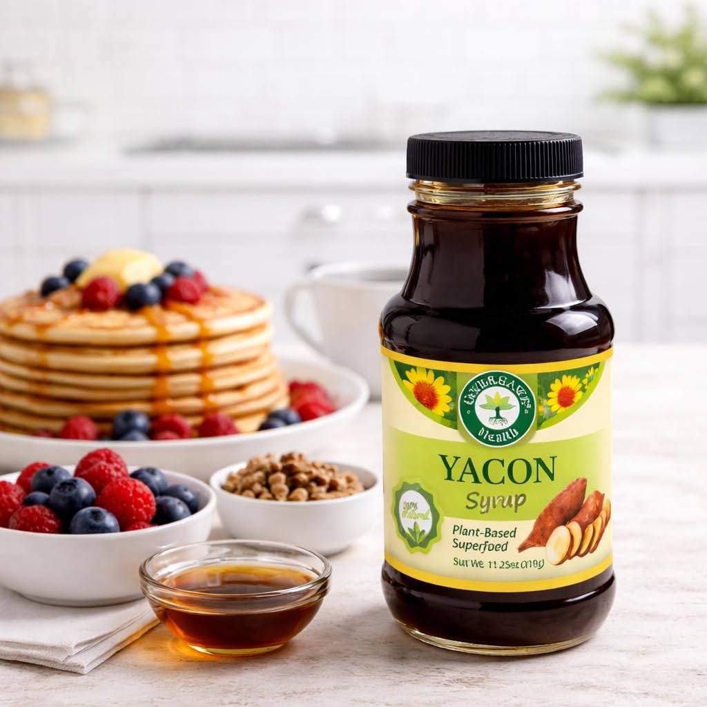 Good Balance Health Yacon Syrup | Natural Sweetener | Sugar Substitute | Low Glycemic Index, Low Calorie Syrup | Prebiotics, Vitamins, Fiber | Vegan, Gluten Free, Kosher Syrup | 11.25 Ounce Bottle