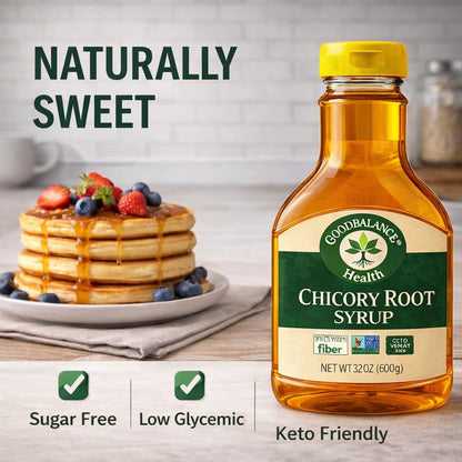 Good Balance Health Chicory Root Syrup, All Natural and Organic, Low Glycemic Sweetener, Sugar Substitute,sugar free syrup, Non GMO, Gluten Free, Keto Sugar, Vegan Friendly, Baking, chicory root organic, 21 Ounces (600 Grams)