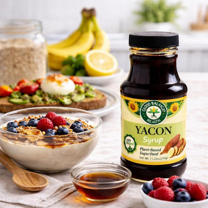 Good Balance Health Yacon Syrup | Natural Sweetener | Sugar Substitute | Low Glycemic Index, Low Calorie Syrup | Prebiotics, Vitamins, Fiber | Vegan, Gluten Free, Kosher Syrup | 11.25 Ounce Bottle