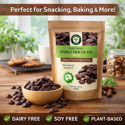 Good Balance Health Dark Chocolate Wafers, Semi Sweet, Dairy Free, Soy Free, Melting Chocolate for Deserts, Baking, Fondue, Dipping, Decorations, 1 Resealable Bag, 24oz total