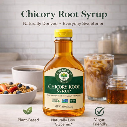 Good Balance Health Chicory Root Syrup, All Natural and Organic, Low Glycemic Sweetener, Sugar Substitute,sugar free syrup, Non GMO, Gluten Free, Keto Sugar, Vegan Friendly, Baking, chicory root organic, 21 Ounces (600 Grams)