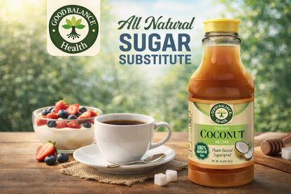 Good Balance Health Coconut Nectar | Natural Liquid Sweetener | Low Glycemic Sweetener | All Natural and Organic | Sugar Substitute | Non GMO, Gluten Free, Keto Sugar, Vegan Friendly, Baking | 22 Ounces (645 Grams)