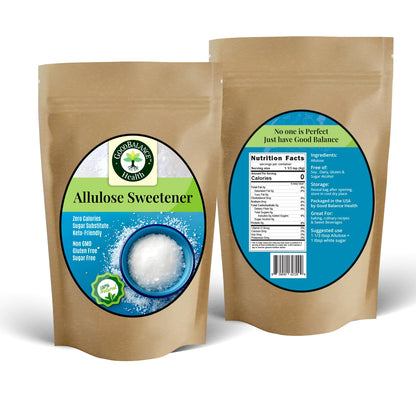 Good Balance Health  Premium 100% Pure Allulose Natural Sweetener | Zero Calories  Low-Glycemic  1:1 Sugar Substitute for Baking, Coffee & Keto  2lb Resealable Bag
