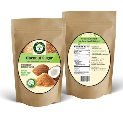 Good Balance Health Organic Coconut Sugar, 32 oz | Unrefined Coconut Palm Sugar, Low Glycemic Natural Sweetener & Sugar Substitute, Non-GMO, Vegan, Gluten Free, Great for Coffee, Baking & Cooking