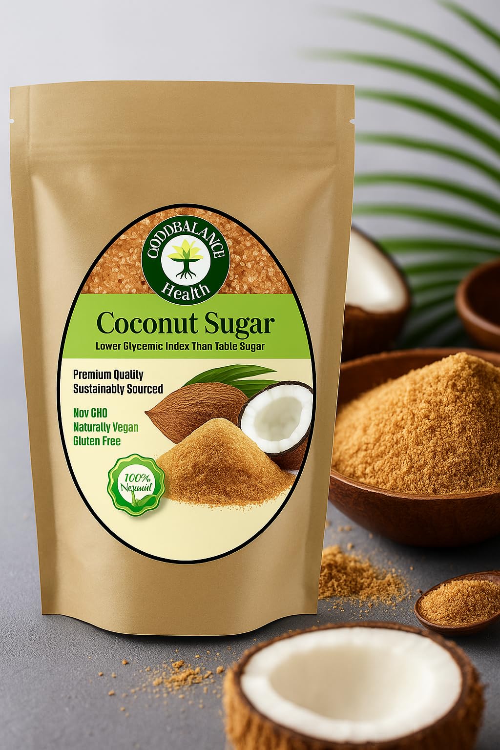 Good Balance Health Organic Coconut Sugar, 32 oz | Unrefined Coconut Palm Sugar, Low Glycemic Natural Sweetener & Sugar Substitute, Non-GMO, Vegan, Gluten Free, Great for Coffee, Baking & Cooking