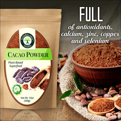 Good Balance Health Organic Cacao Powder | Raw Unsweetened Cacao Powder for Baking, Smoothies & Hot Chocolate | Plant-Based Superfood, Non-GMO, Gluten Free, Vegan & Keto Friendly, Resealable Bag
