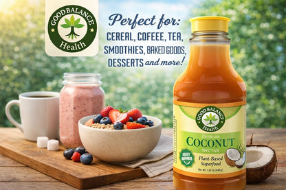 Good Balance Health Coconut Nectar | Natural Liquid Sweetener | Low Glycemic Sweetener | All Natural and Organic | Sugar Substitute | Non GMO, Gluten Free, Keto Sugar, Vegan Friendly, Baking | 22 Ounces (645 Grams)