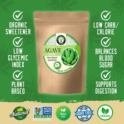 Good Balance Health Agave Sweetener | Low Glycemic Sweetener | All Natural and Organic | Ideal Sugar Substitute | Non GMO, Gluten Free, Keto Sweetener, Vegan Friendly | 12 Ounces (Resealable Bag)