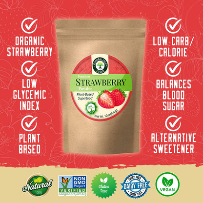 Good Balance Premium 100% Natural Strawberry Fruit Powder, 12oz Resealable Bag, Nutritious Flavor for Baking, Smoothies, Protein Shake, Vegan Protein Powder, Non-GMO, Gluten-Free, No Refined Sugars