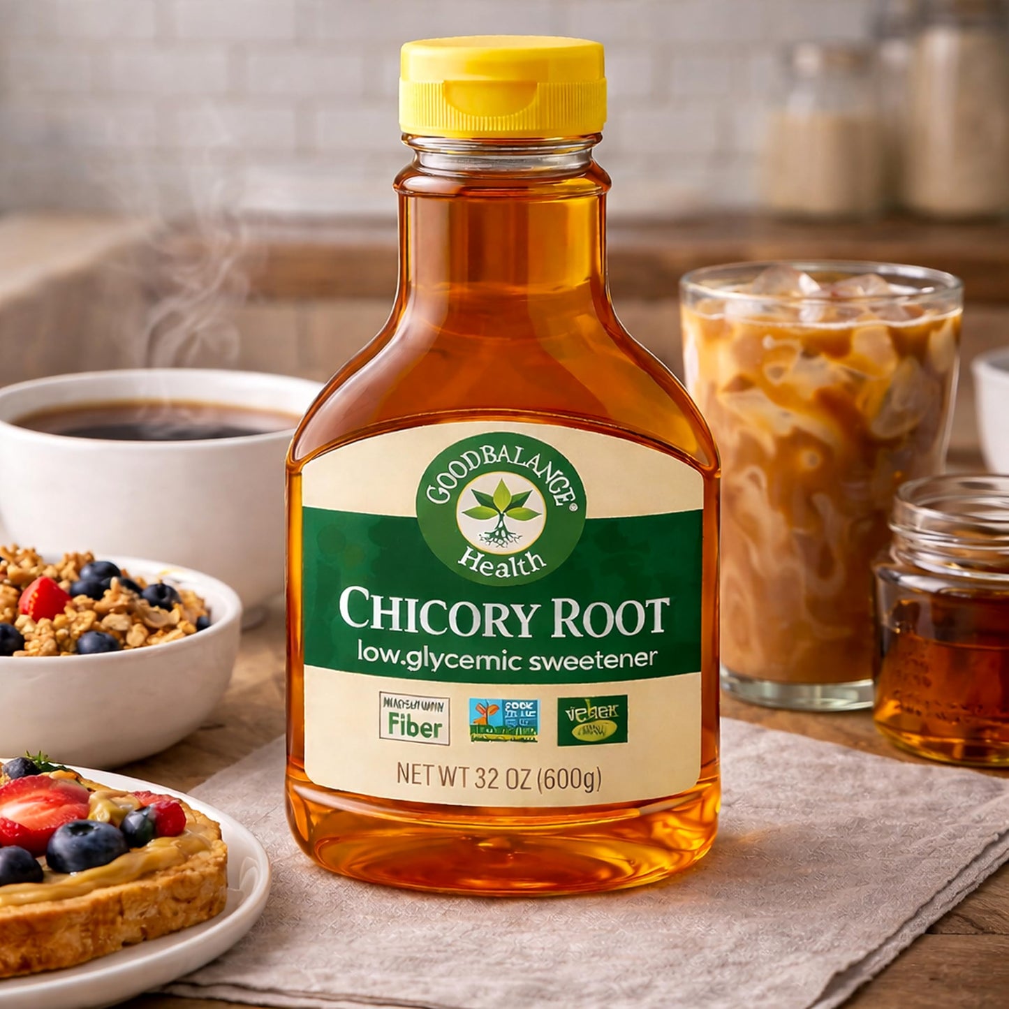 Good Balance Health Chicory Root Syrup, All Natural and Organic, Low Glycemic Sweetener, Sugar Substitute,sugar free syrup, Non GMO, Gluten Free, Keto Sugar, Vegan Friendly, Baking, chicory root organic, 21 Ounces (600 Grams)
