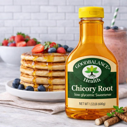 Good Balance Health Chicory Root Syrup, All Natural and Organic, Low Glycemic Sweetener, Sugar Substitute,sugar free syrup, Non GMO, Gluten Free, Keto Sugar, Vegan Friendly, Baking, chicory root organic, 21 Ounces (600 Grams)