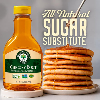 Good Balance Health Chicory Root Syrup, All Natural and Organic, Low Glycemic Sweetener, Sugar Substitute,sugar free syrup, Non GMO, Gluten Free, Keto Sugar, Vegan Friendly, Baking, chicory root organic, 21 Ounces (600 Grams)